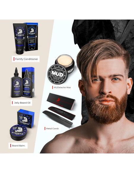 Kit Completo de Cuidado de Barba Bossman - 5 Piezas Oud Real