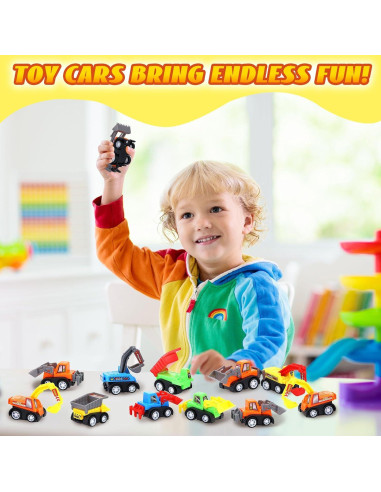 15 Mini Juguetes de Construcción DERTE Vehículos Retroceso