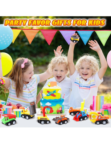 15 Mini Juguetes de Construcción DERTE Vehículos Retroceso