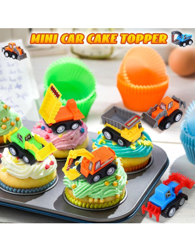 15 Mini Juguetes de Construcción DERTE Vehículos Retroceso