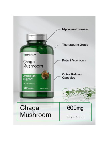 Cápsulas de Hongo Chaga Horbach 180 Unidades 600 mg Sin OGM