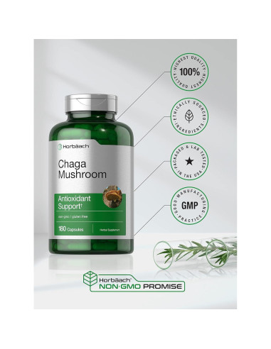 Cápsulas de Hongo Chaga Horbach 180 Unidades 600 mg Sin OGM