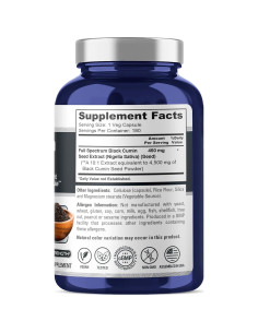 Extracto de Semilla de Comino Negro NusaPure 450 mg 180 Cápsulas 2