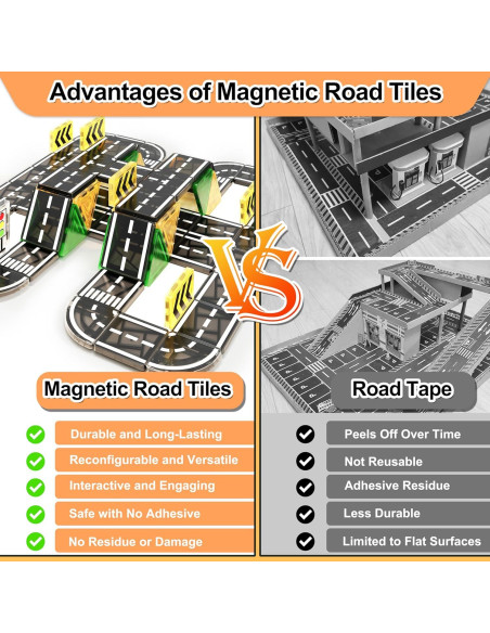 42 Piezas de Carreteras Magnéticas Drofex para Niños 3+