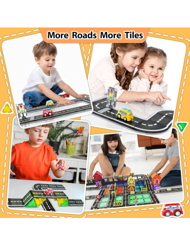 42 Piezas de Carreteras Magnéticas Drofex para Niños 3+