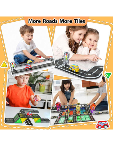 42 Piezas de Carreteras Magnéticas Drofex para Niños 3+