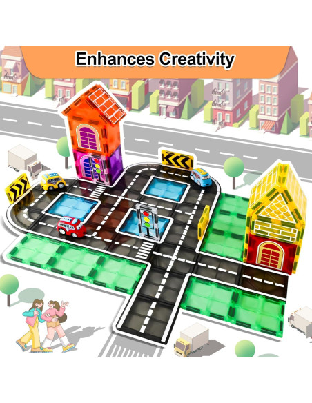 42 Piezas de Carreteras Magnéticas Drofex para Niños 3+