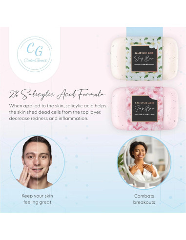 Jabón Exfoliante Ácido Salicílico 2% CalmGenix - Paquete de 2
