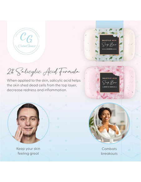 Jabón Exfoliante Ácido Salicílico 2% CalmGenix - Paquete de 2 Jabón Exfoliante Ácido Salicílico 2% CalmGenix - Paquete de 2