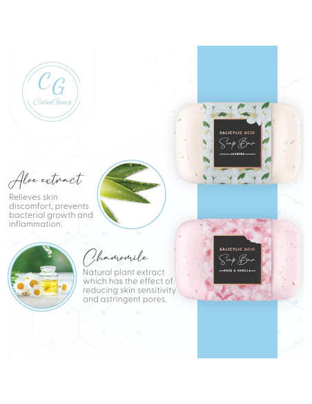 Jabón Exfoliante Ácido Salicílico 2% CalmGenix - Paquete de 2 Jabón Exfoliante Ácido Salicílico 2% CalmGenix - Paquete de 2