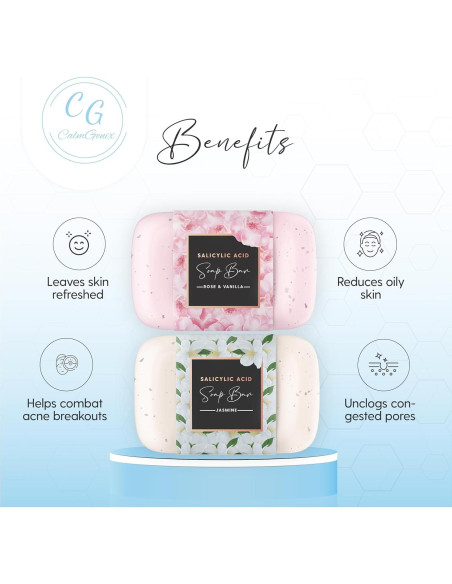 Jabón Exfoliante Ácido Salicílico 2% CalmGenix - Paquete de 2 Jabón Exfoliante Ácido Salicílico 2% CalmGenix - Paquete de 2