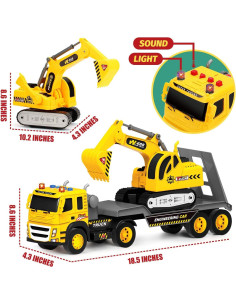 Camión de Plataforma MOBIUS con Excavadora 1:12 Luces Sonidos 2