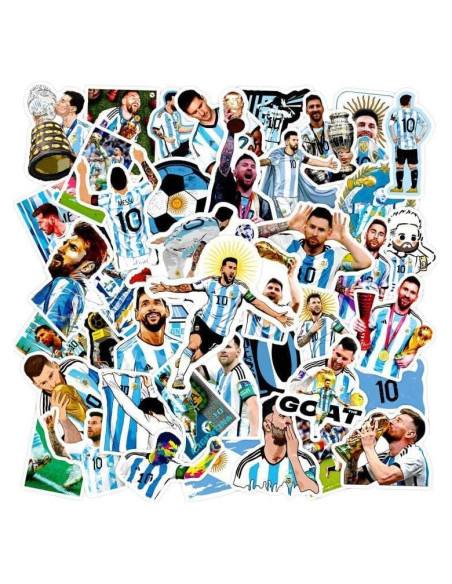 50 Pegatinas de Fútbol Messi JSYAVG - Vinilo Impermeable