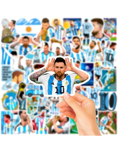50 Pegatinas de Fútbol Messi JSYAVG - Vinilo Impermeable