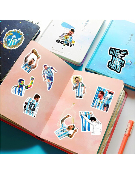50 Pegatinas de Fútbol Messi JSYAVG - Vinilo Impermeable
