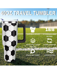 Taza de Fútbol 40oz Hqhzaha Acero Inoxidable Aislada 2