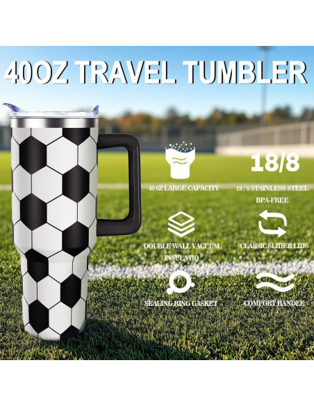 Taza de Fútbol 40oz Hqhzaha Acero Inoxidable Aislada