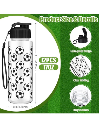 12 Botellas de Agua Deportivas Funnymoom 500 ml Fútbol
