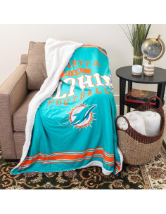 Manta de Sherpa Plush FOCO NFL Miami Dolphins 152x127 cm 2