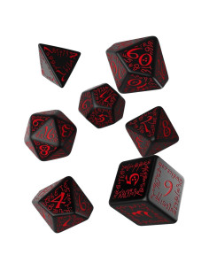 Conjunto de Dados Élfico Q WORKSHOP Negro/Rojo 7 Piezas