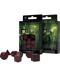 Conjunto de Dados Élfico Q WORKSHOP Negro/Rojo 7 Piezas 2