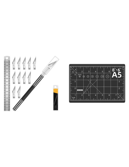 Cuchillo de Manualidades DIYSELF con 11 Cuchillas y Almohadilla A5