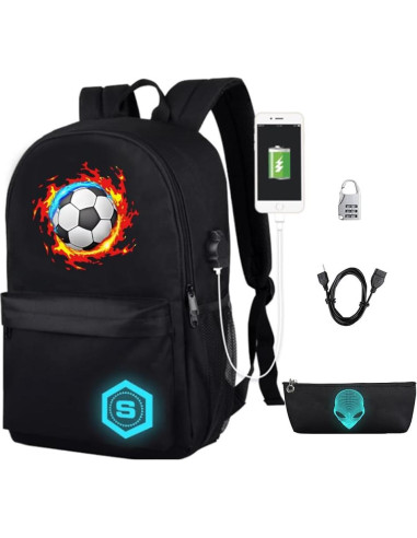 Mochila Escolar FLYMEI Luminosa Anime 17" USB Antirrobo