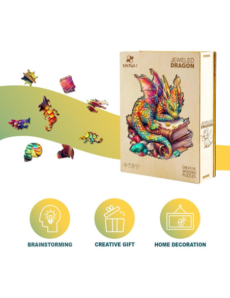 Rompecabezas de Madera DOCRAGI Dragón con Joyas 100 Piezas