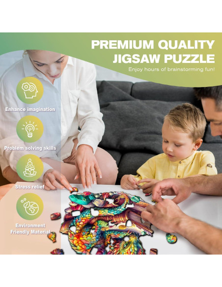 Rompecabezas de Madera DOCRAGI Dragón con Joyas 100 Piezas