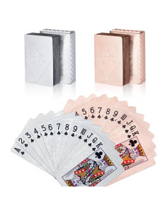 2 Barajas de Cartas de Póker de Foil Dorado y Plateado Zayvor