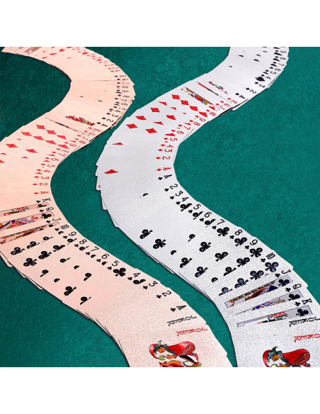 2 Barajas de Cartas de Póker de Foil Dorado y Plateado Zayvor