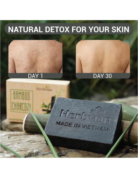 Barra de Jabón de Carbón Activado HerbVian 100g con Menta