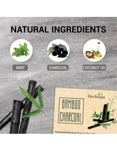 Barra de Jabón de Carbón Activado HerbVian 100g con Menta