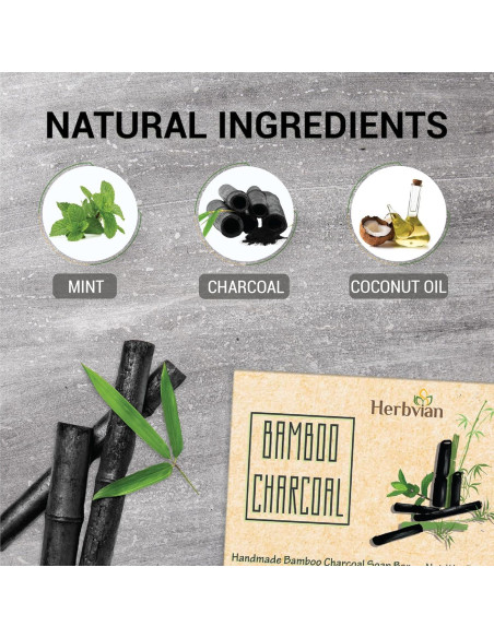 Barra de Jabón de Carbón Activado HerbVian 100g con Menta