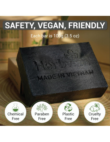 Barra de Jabón de Carbón Activado HerbVian 100g con Menta
