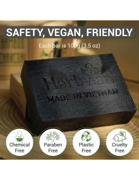 Barra de Jabón de Carbón Activado HerbVian 100g con Menta