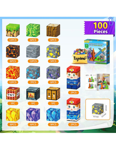 Bloques Magnéticos 100 Piezas Toyvimo Juguetes STEM 3-10 Años