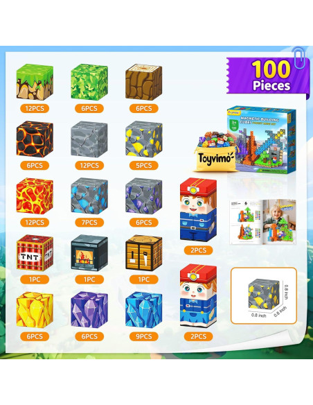 Bloques Magnéticos 100 Piezas Toyvimo Juguetes STEM 3-10 Años