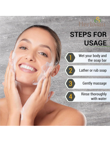 Barra de Jabón de Carbón Activado HerbVian 100g con Menta