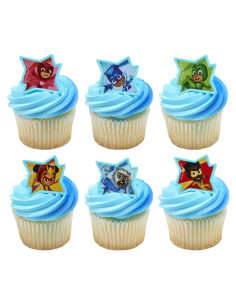 DecoPac Anillos para Cupcakes PJ Masks - 24 Piezas Seguras