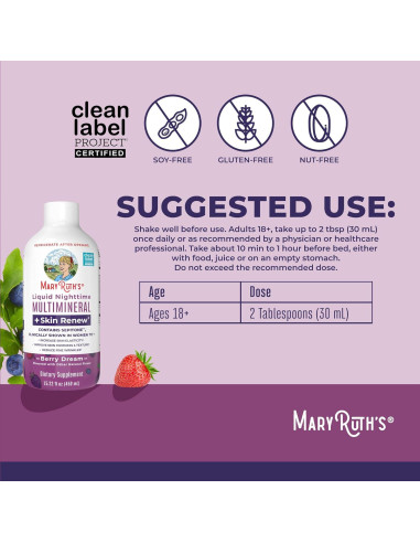 Multimineral Líquido Nocturno MaryRuth's 450ml - Sin Melatonina