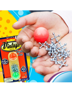 Juego de Jacks de Metal Vintage JA-RU con 16 Jacks y 2 Pelotas 2