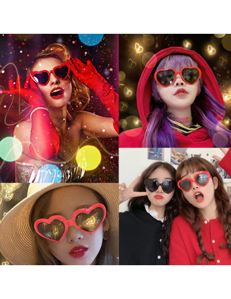 Gafas de sol retro UV400 con efecto corazón - 2 paquetes