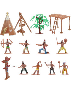 Juego de figuras indias de plástico NUOBESTY - 10.5 cm 2