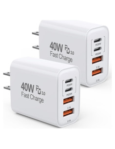 Cargador Rápido 40W USB C 2-Pack para iPhone y iPad