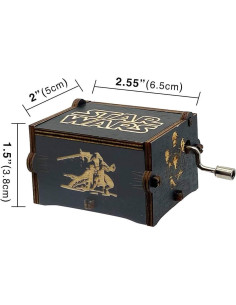 Caja de Música de Manivela MAD DI Star Wars Madera Negra 2