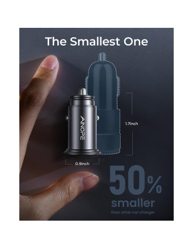 Cargador de Coche AINOPE USB Doble 4.8A Metal Negro