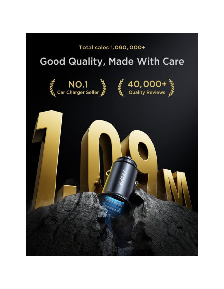 Cargador de Coche AINOPE USB Doble 4.8A Metal Negro