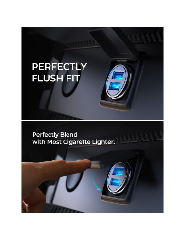 Cargador de Coche AINOPE USB Doble 4.8A Metal Negro