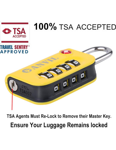 Candado de Combinación TSA Anvil Amarillo 2 Paquetes